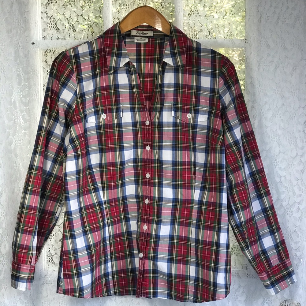 Women’s long sleeve button up striped shirt Sz L/G